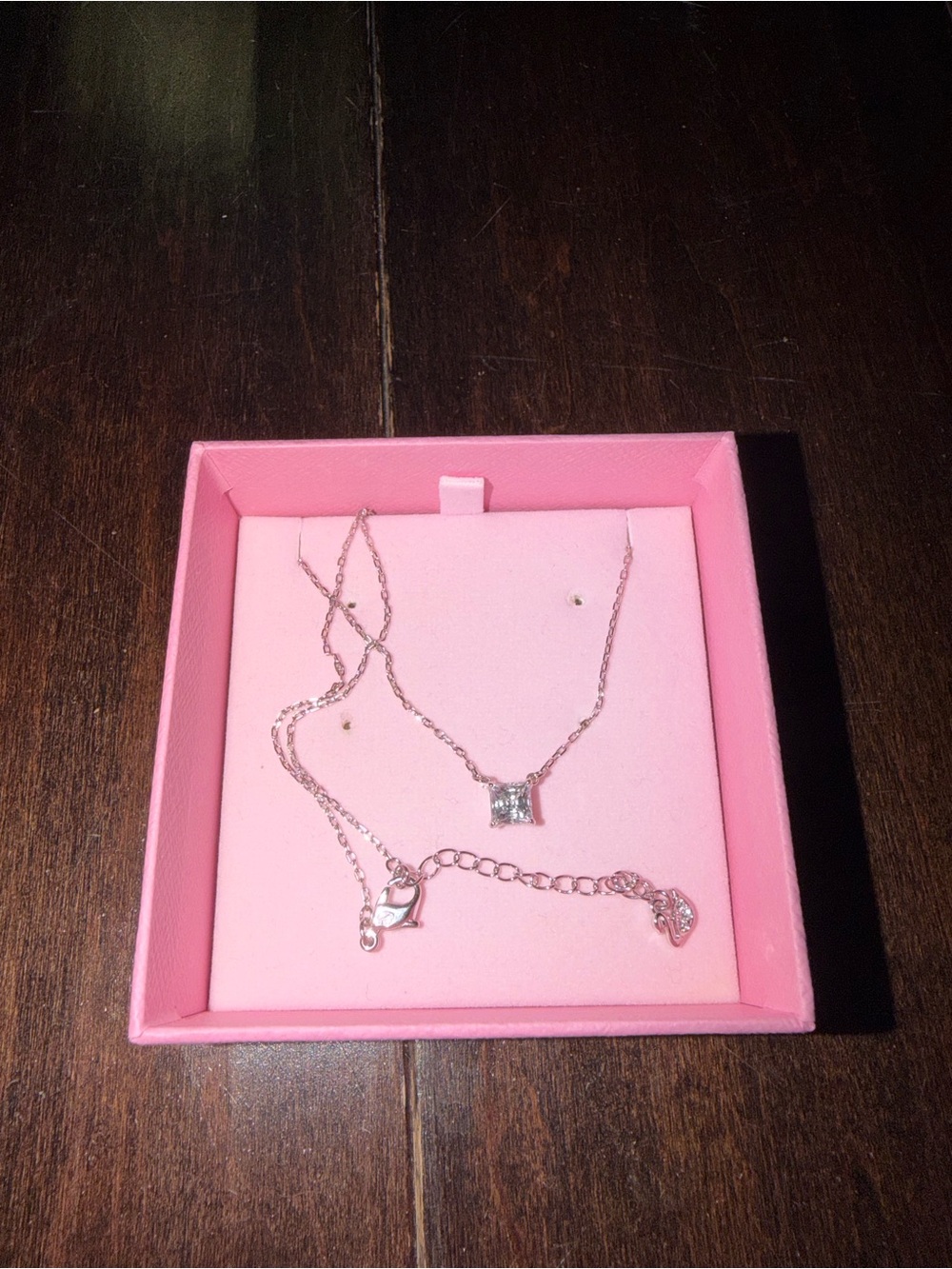 Swarovski Rose Gold Square Crystal Pendant Necklace